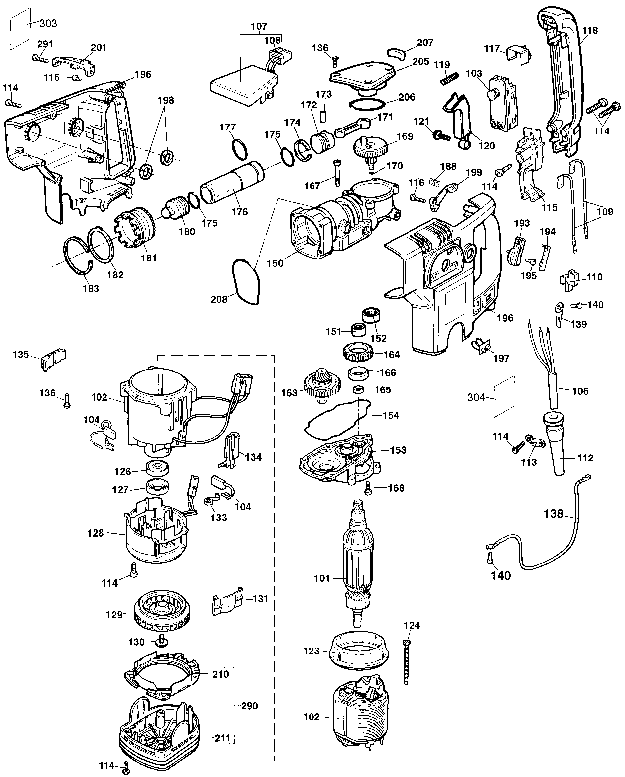 Default 2 Diagram and Parts List for 5097K Type 100 Black and Decker Electric Drill